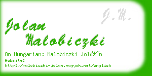 jolan malobiczki business card